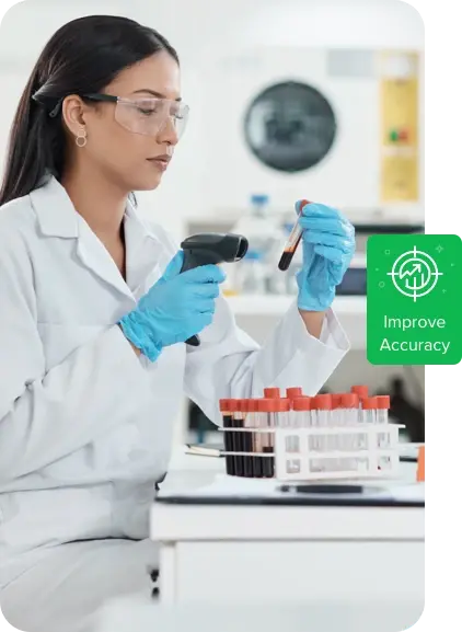 image of lab technicians processing blood samples using blood chemistry analysis software, ensuring improved accuracy and efficient blood chemistry automation