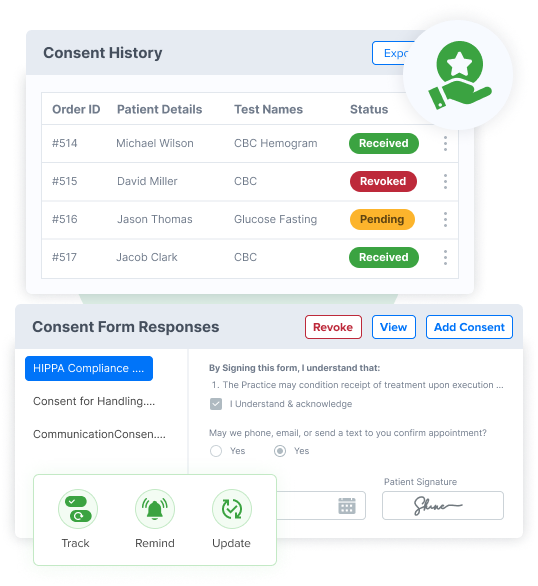 digital tools for managing patient consent history, allowing users to instantly track, remind, and update consent forms and preferences for full auditability and compliance