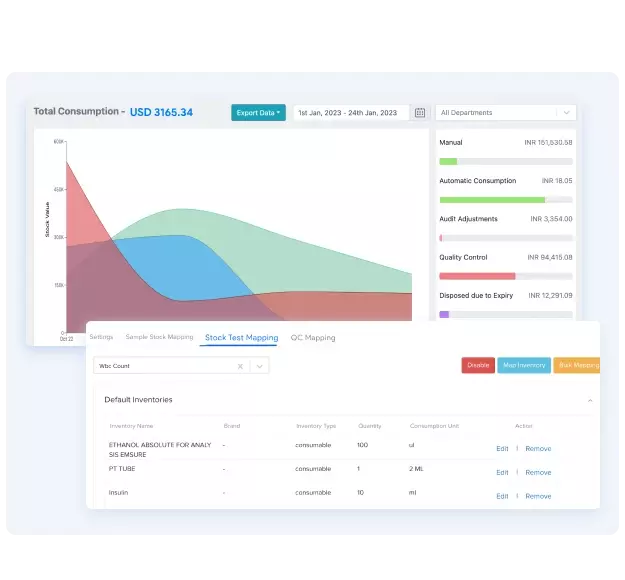 medical inventory system for automatic stock consumption 